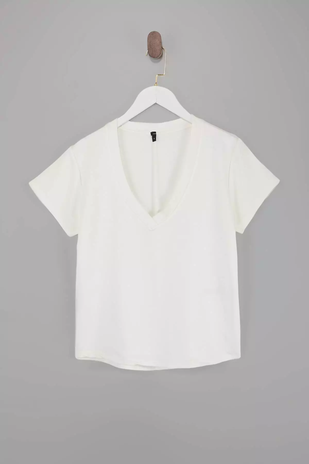 Ecru V-Neck Regular/Normal Fit Knitted T-Shirt Twoss25Ts00196