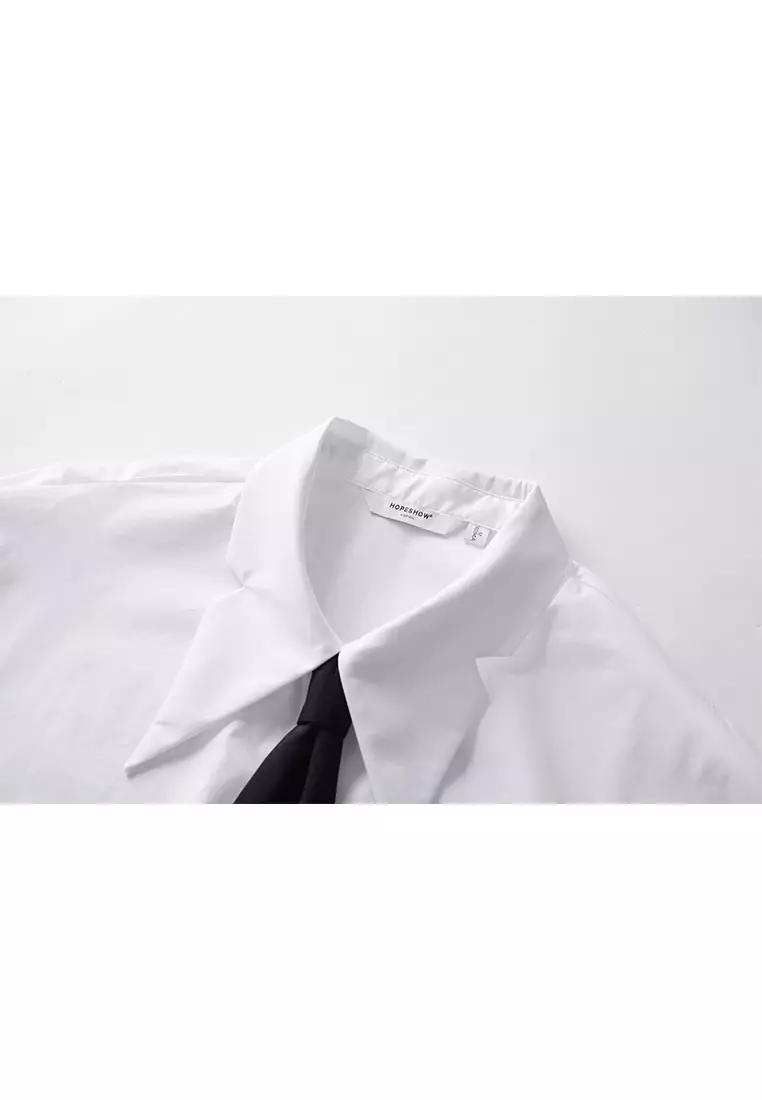 Summer Formal Short Sleeve Shirt with Short Tie Design