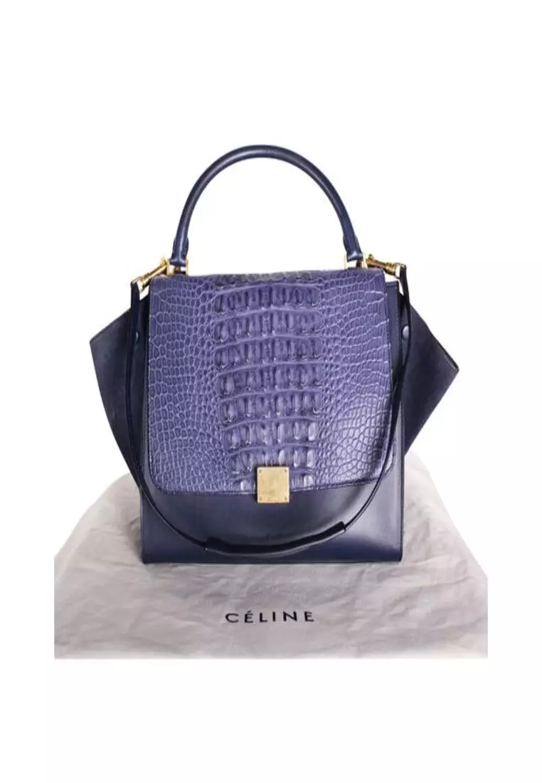 Buy Celine Pre Loved CELINE Blue Python and Suede Trapeze Tote Bag