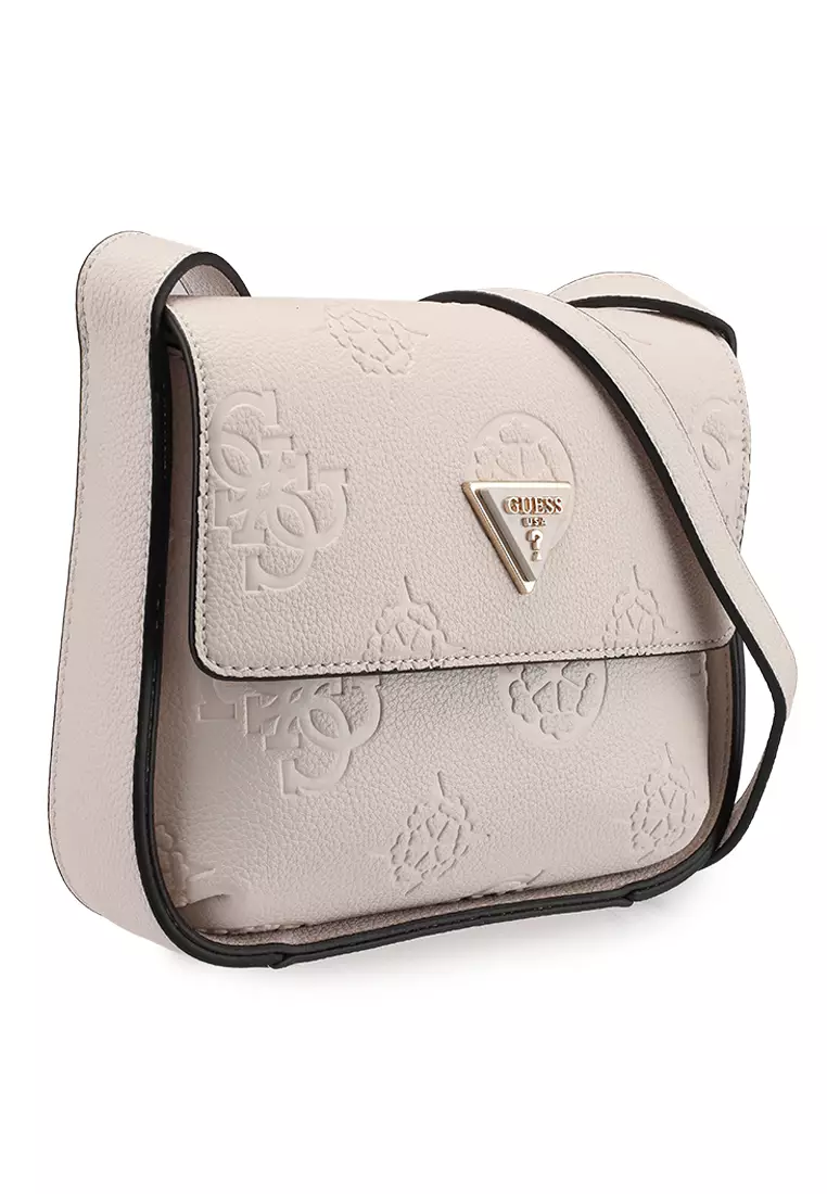 GUESS Damen Keandra Flap Crossbody-Tasche – Mit Pfingstrosen-Logo, Verstellbarem Gurt