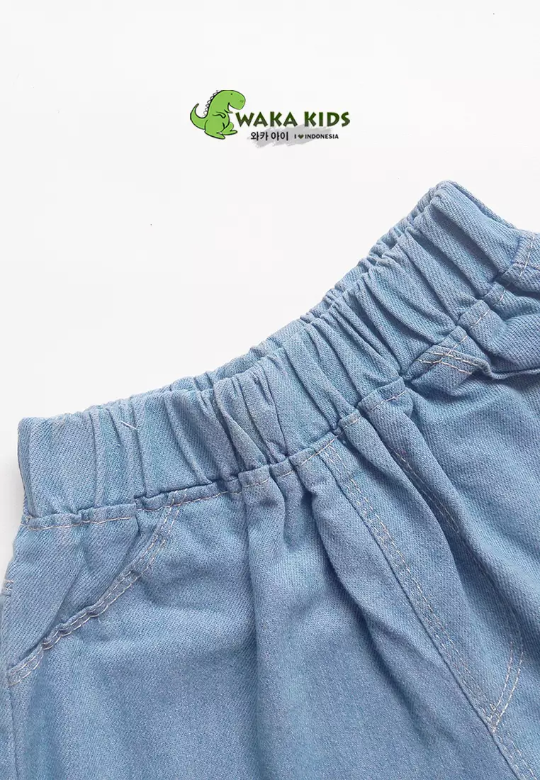 Wakakids Celana Jeans Pendek Rawis Hotpants Ripped Jeans Sobek Motif Matahari 059 Vench
