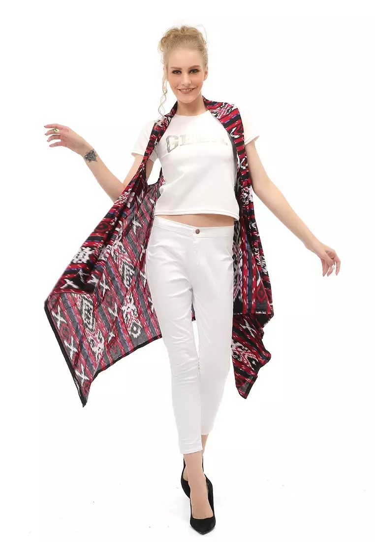 Lynelle Atasan Wanita Batik Songket Model Outer Material Cotton ORIGINAL - Maroon