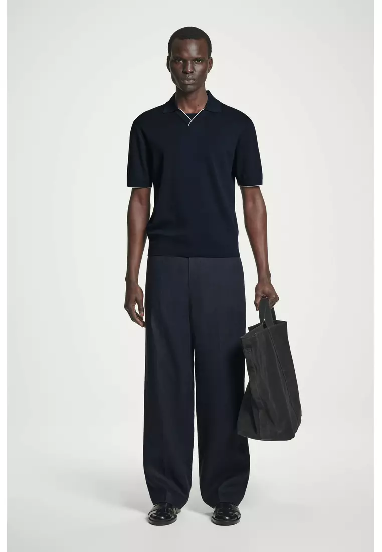 CONTRAST-TIPPED KNITTED POLO SHIRT