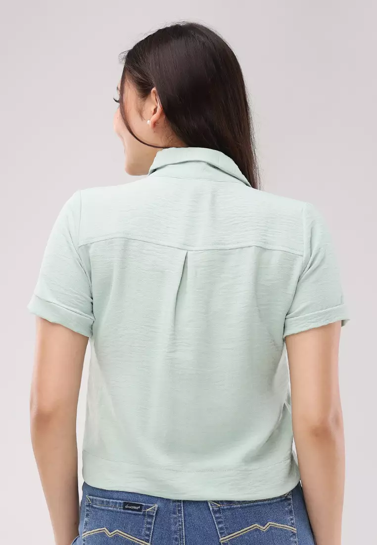 Soft Wrinkle Short Sleeves Blouse