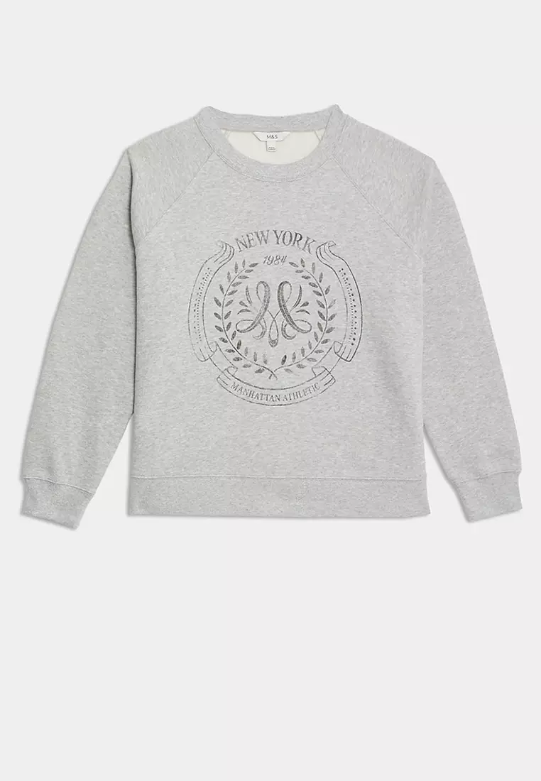 Pure Cotton Slogan Sweatshirt