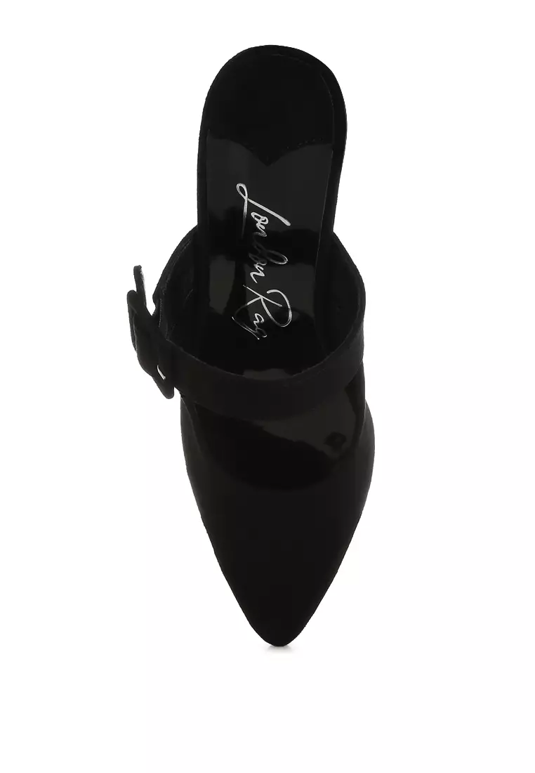 Detail Tali Gesper Sepatu Mules Microfiber Warna Hitam