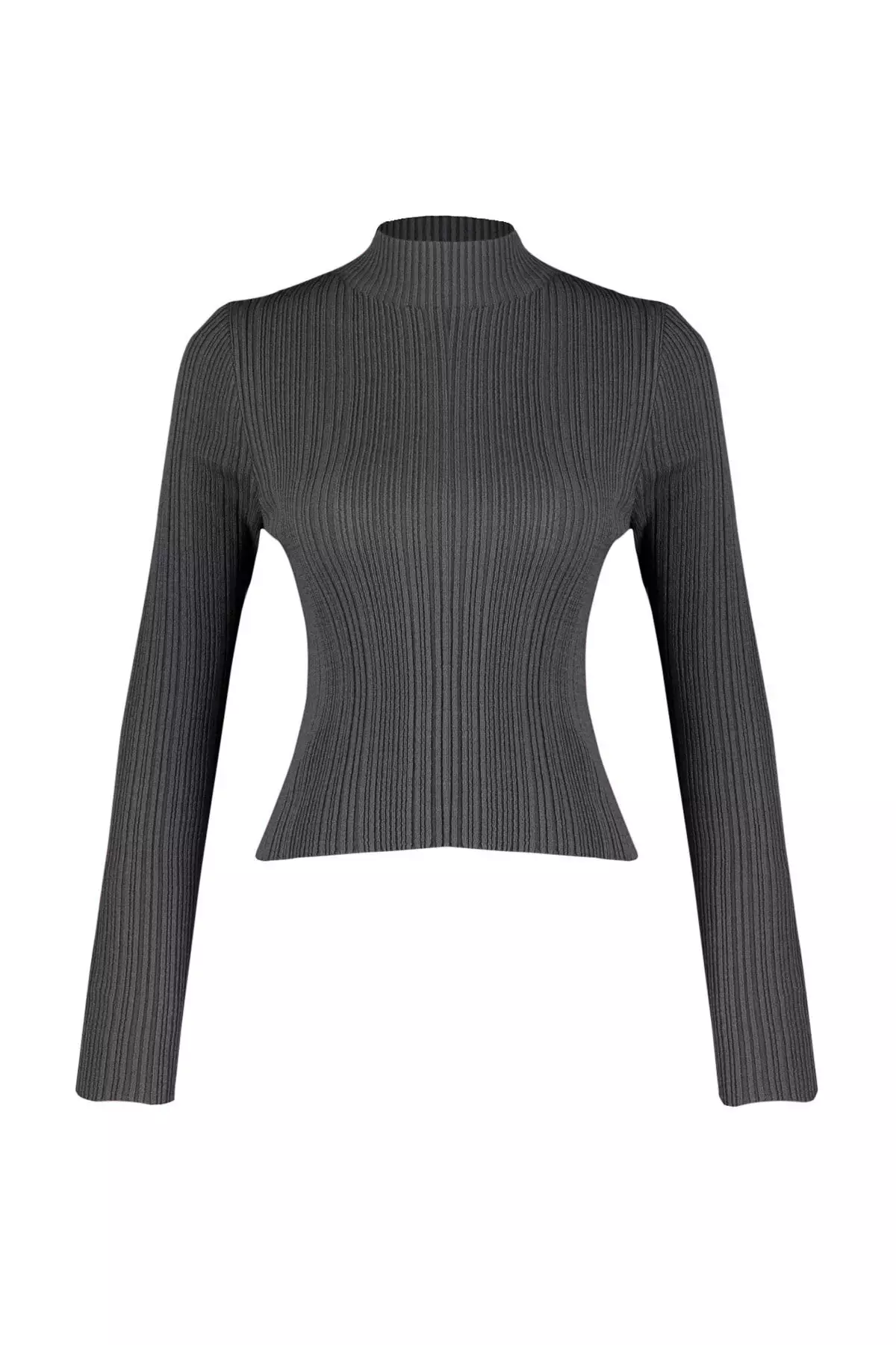 Stand Collar Anthracite Knitwear Sweater
