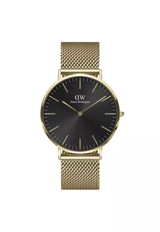 Classic 40mm Evegold Gold Onyx Dial Watch for men - Stainless Steel watch strap - DW official - Men's watch - Male watch - Black dial - Authentic