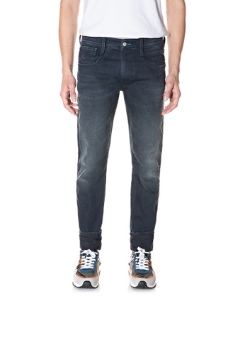 REPLAY blue and navy Slim fit Anbass Aged Eco 1 Year jeans 4FE38AA8A92EFAGS_1