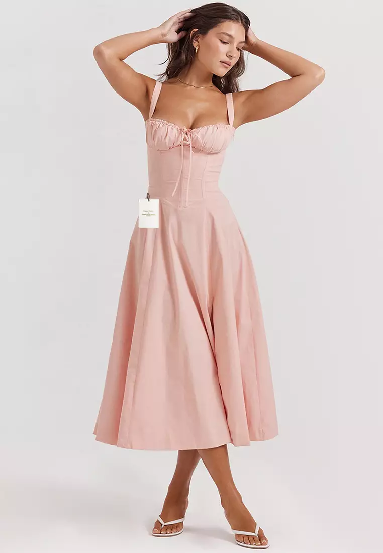Backless Slim Suspender Slit Dress LBH-D1313