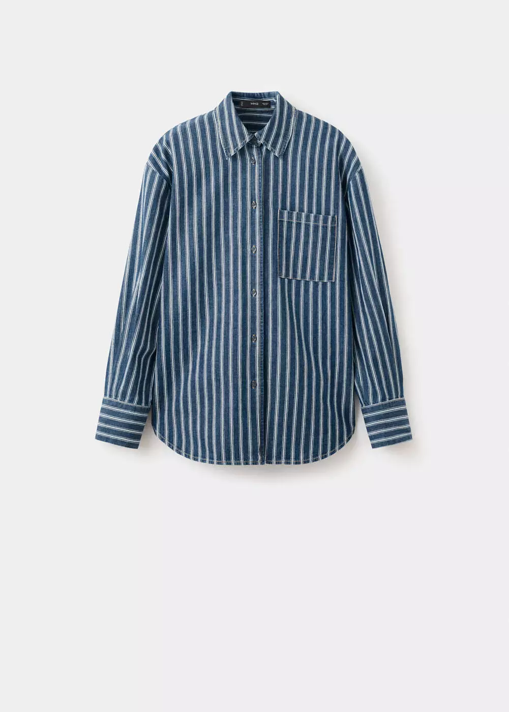 Kemeja denim motif salur