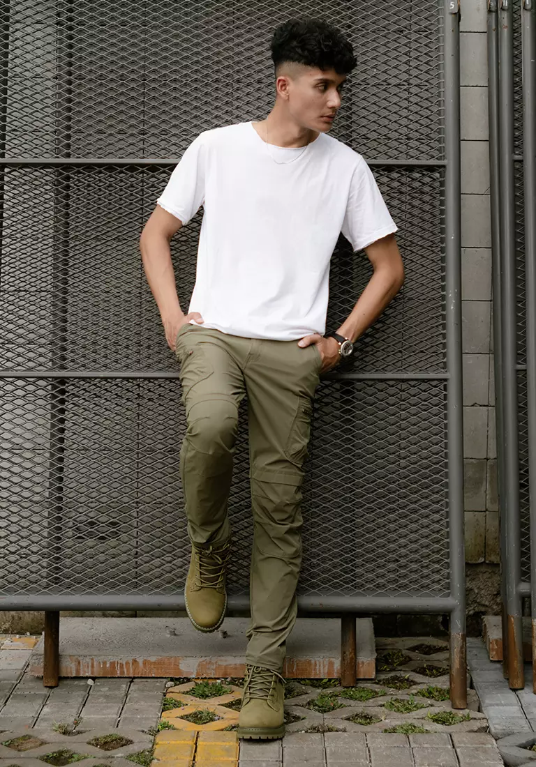 Oxcon Long Pants Cargo 4 WayStretch Nylon Cotton Army Green