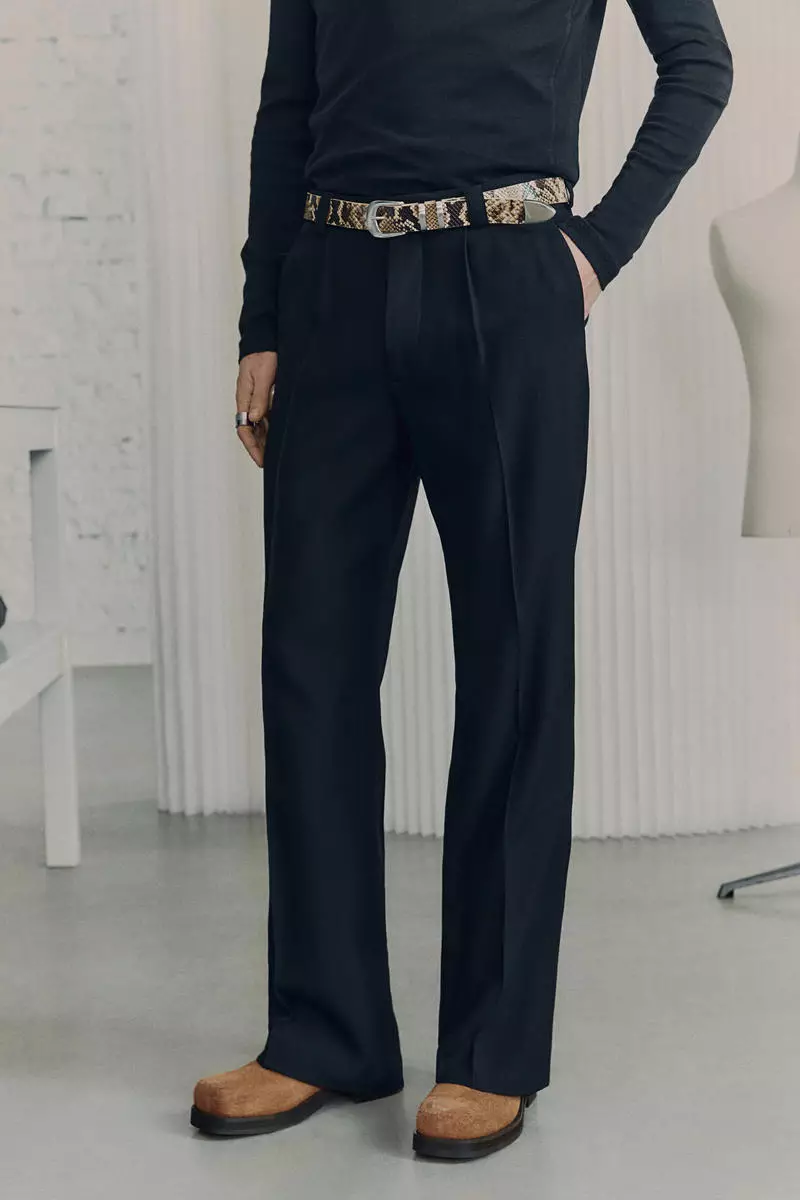 Wool-blend bootcut trousers