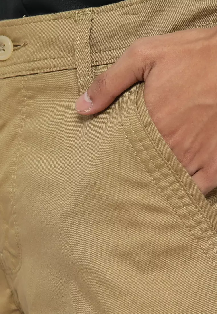 POLICE Celana Cargo Panjang Coklat Slim Fit Pria