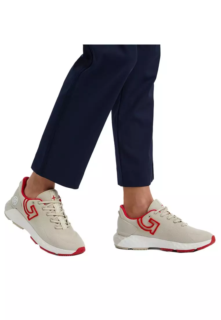 Chaussures De Golf G/FORE Women's MG4+ – Taille 6 – Beige à Logo Rose – Cuir Clouté