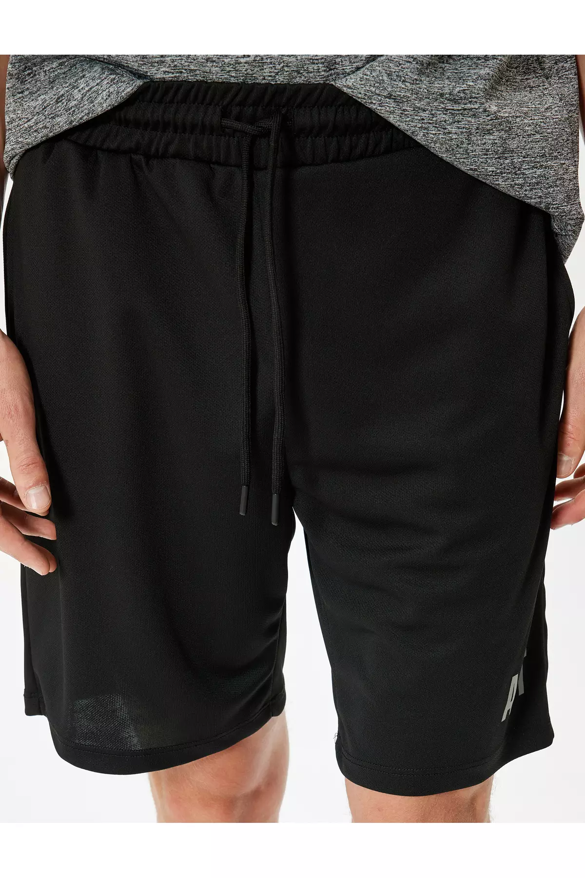 Slogan Printed Bermuda Sports Shorts With Pocket Detail And Lace-Up Waist