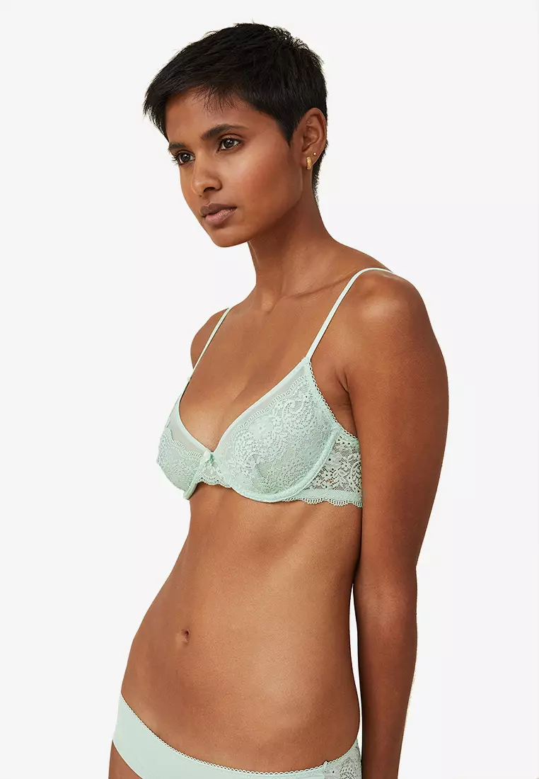 Buy Cotton On Body Ultimate Comfort Lace Underwire Bra in Cameo Green 2024  Online