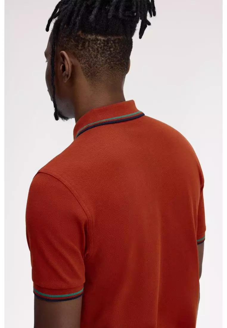 Fred Perry M3600 Twin Tipped Fred Perry Shirt (Burnt Red / Sport Green / Navy)