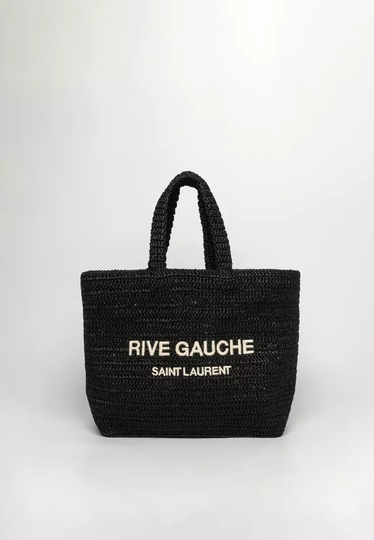 Saint Laurent Rive Gauche Black Canvas Tote Bag (Pre-Owned)