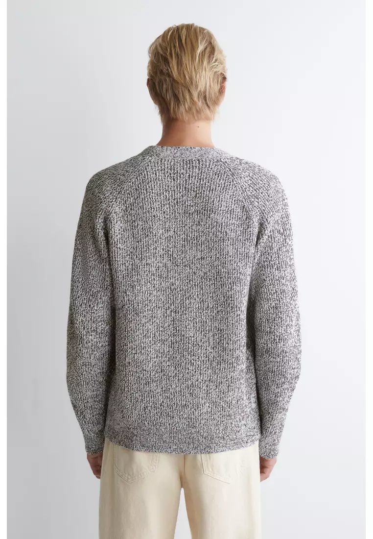 FLECKED V-NECK ZIP-UP CARDIGAN