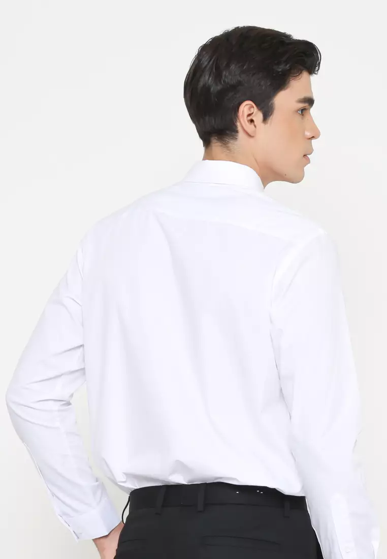 MEN'S WHITE SLIM FIT LONG SLEEVE SHIRT