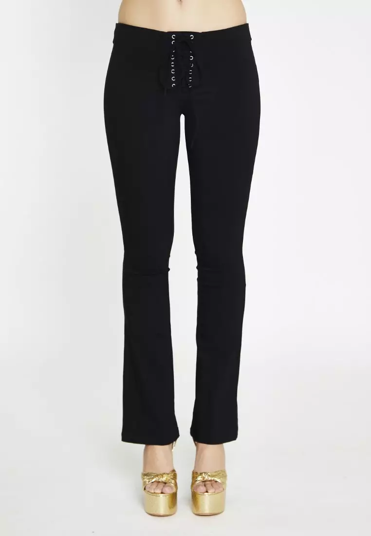 Low Rise Lace Up Flared Trousers