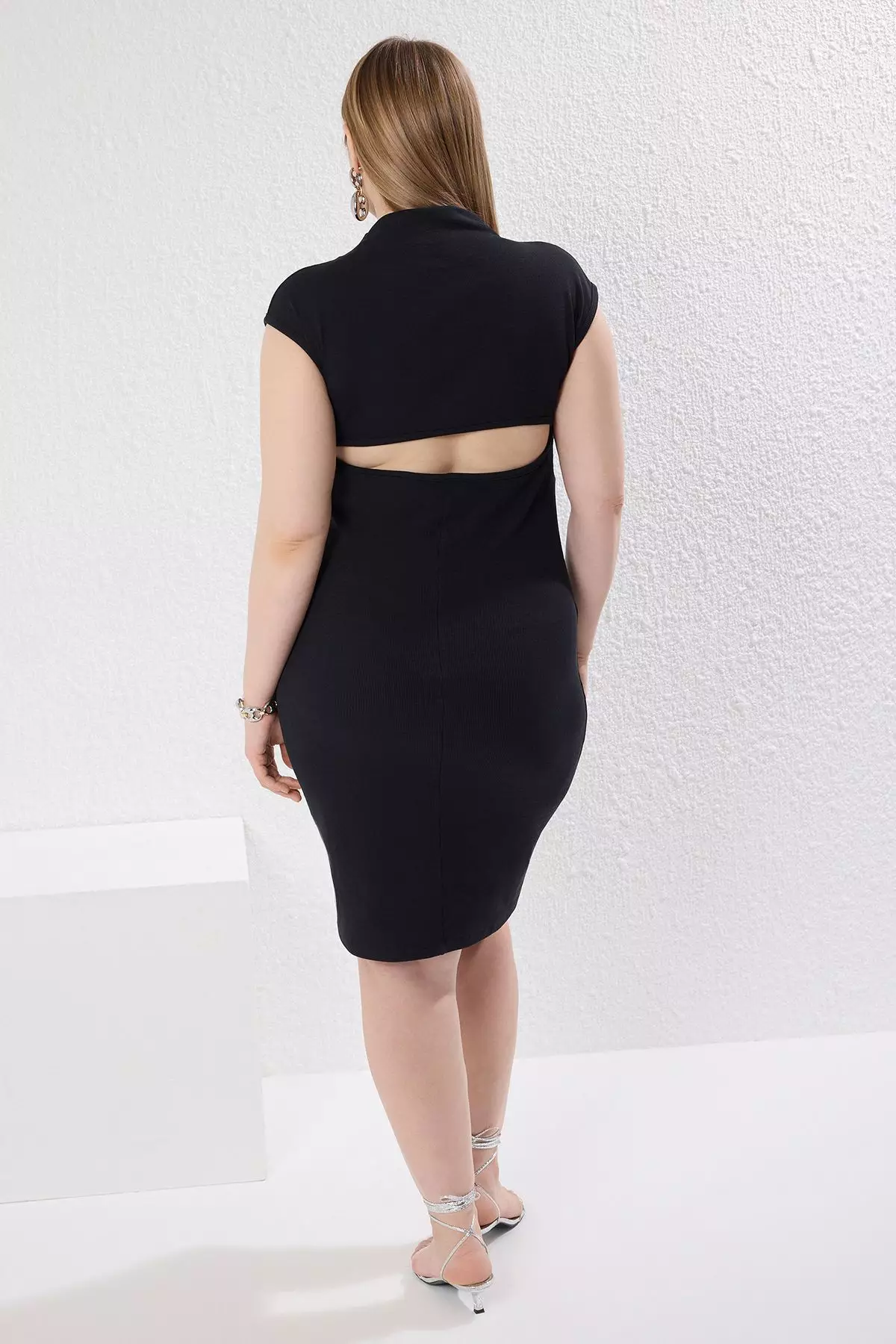 plus size cut out back dress La Femme 32195