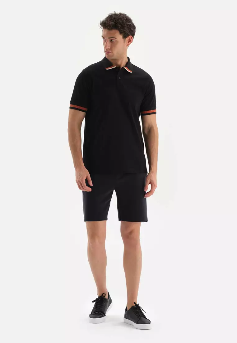 Black short sleeve clearance polo neck top