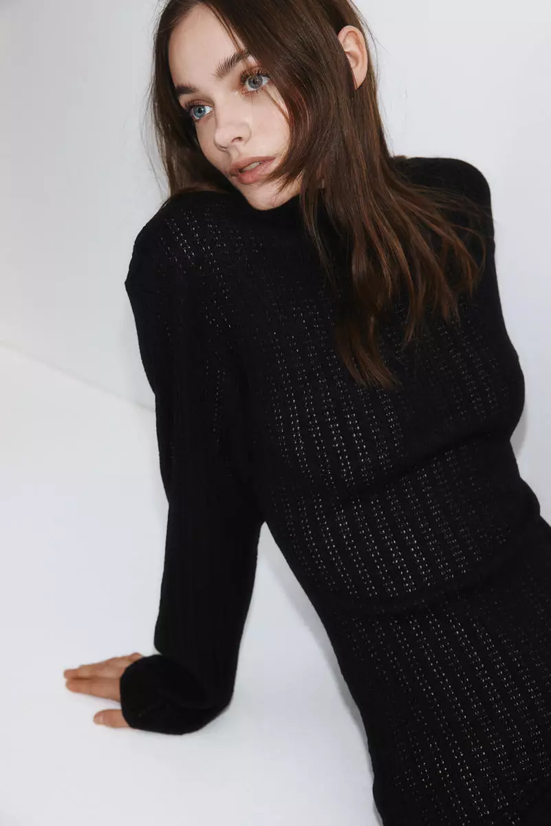 Hole-patterned maxi dress