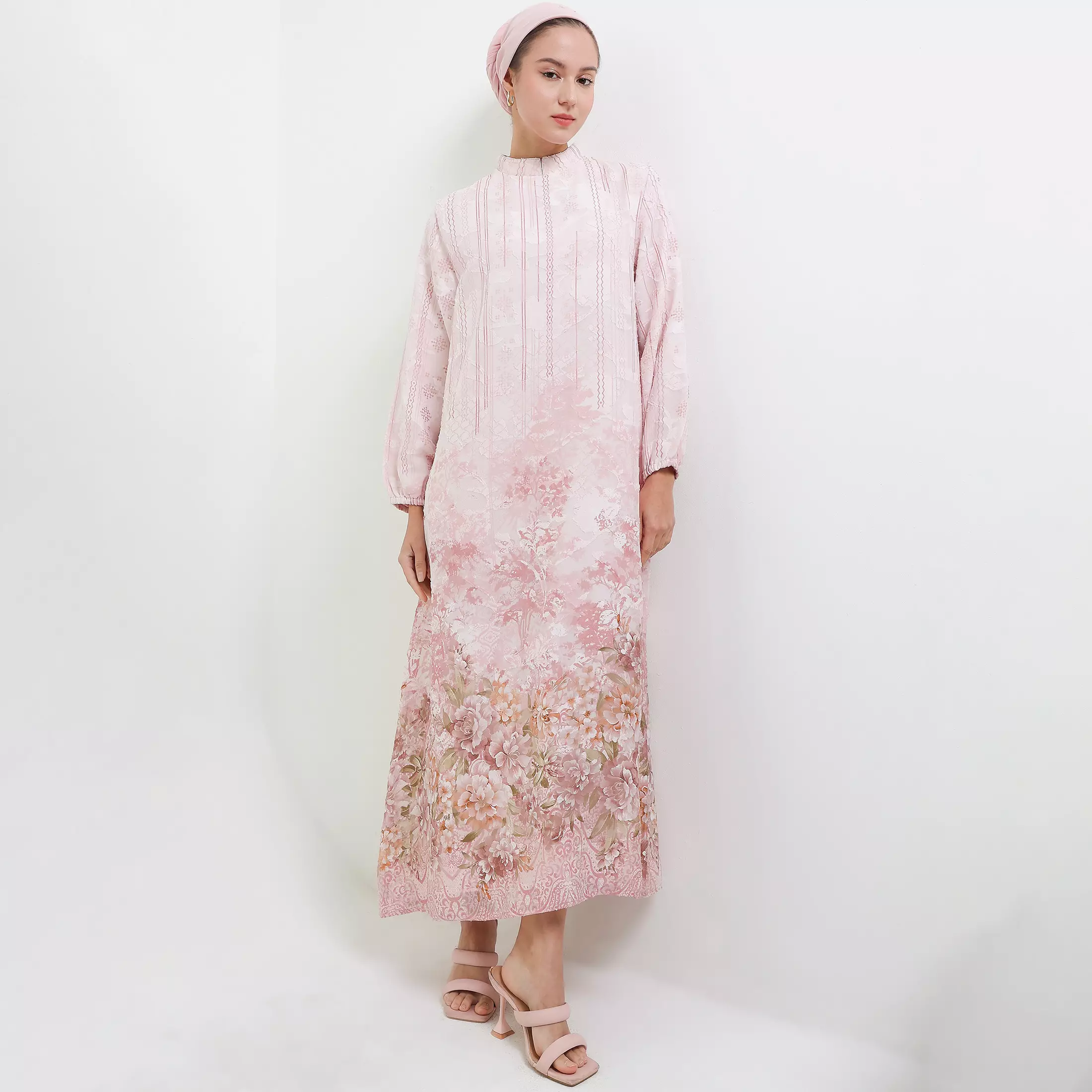 MFMW Listra Dress Gamis Pink Motif Bunga