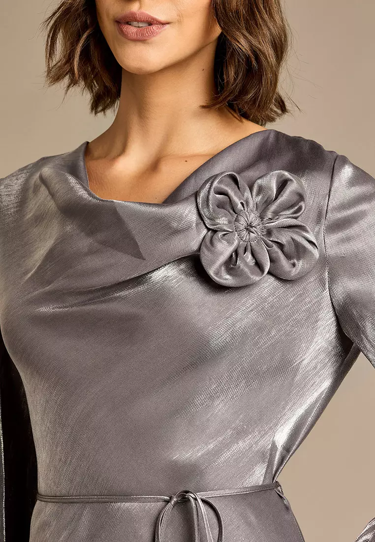 Juliet Metallic Silver Maxi Dress