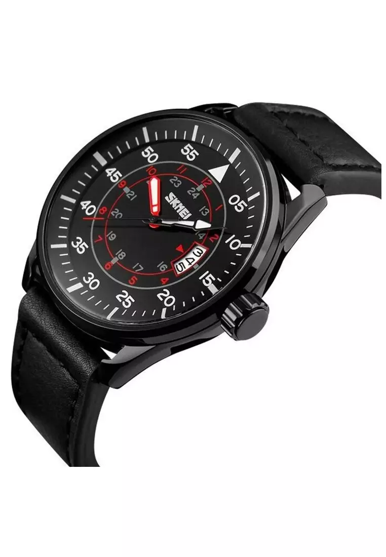 Jam Tangan Casual Analog Pria Waterproof 30m Strap Tali Material PU Leather JI87 ORIGINAL