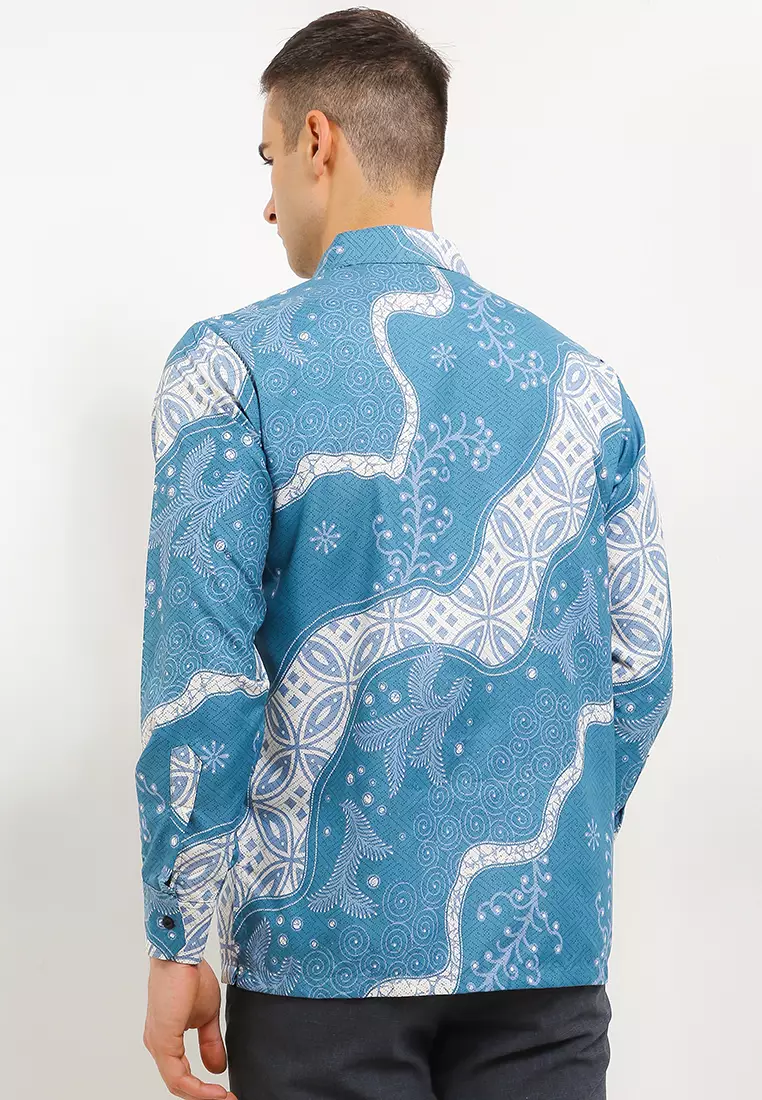 Dobby Kemeja Batik Exclusive Premium Pria Casual Modern Lengan Panjang