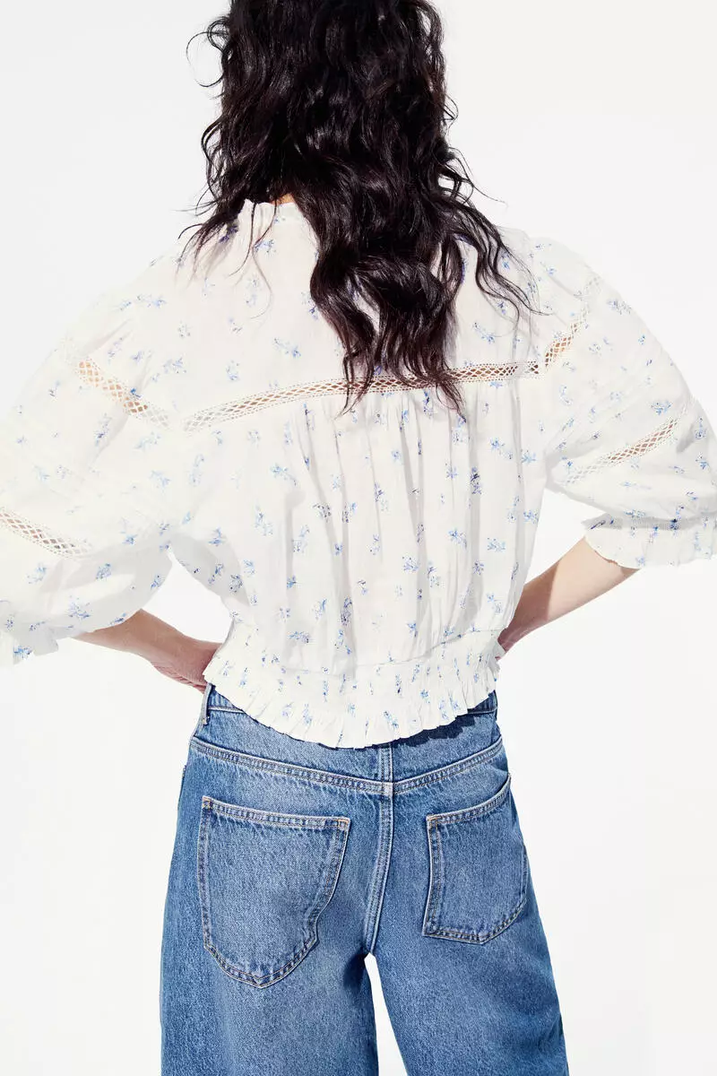 Pintucked cotton blouse
