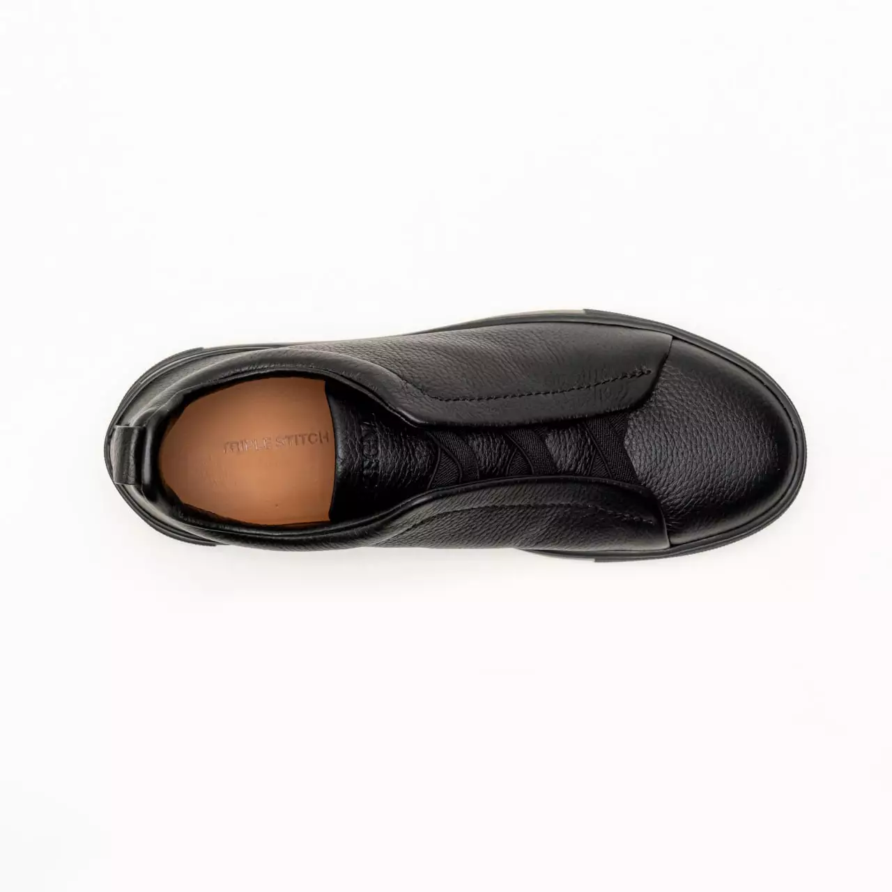 Triple Stitch Deerskin Sneakers All Black