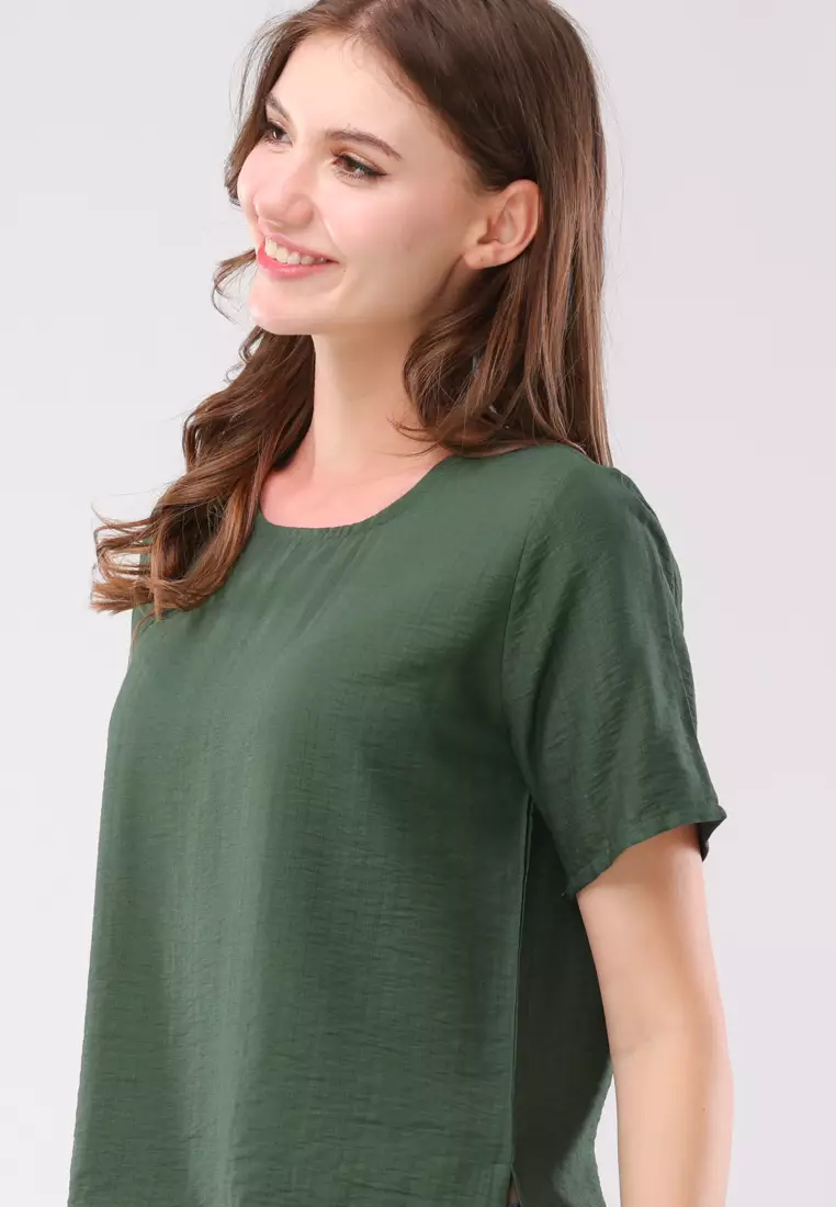 Slub Linen Woven Short Sleeves Blouse