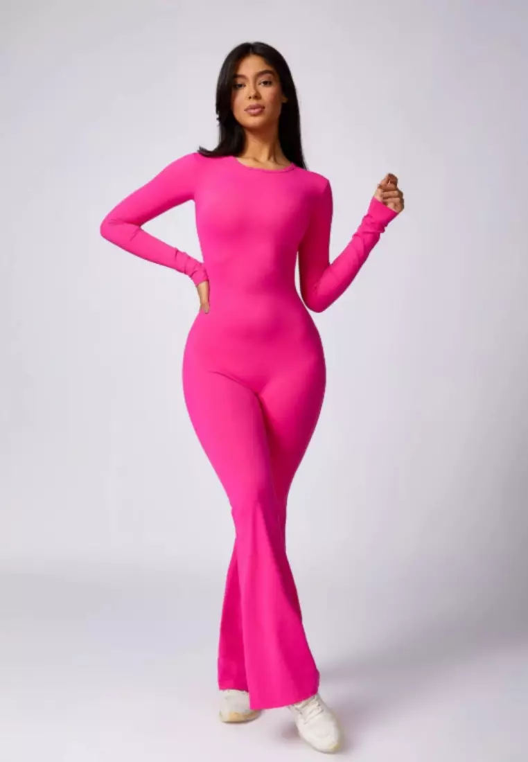 Selene Open Back Flare Jumpsuit – Sculpting Fit Premium Stretch Women Gym to Streetwear