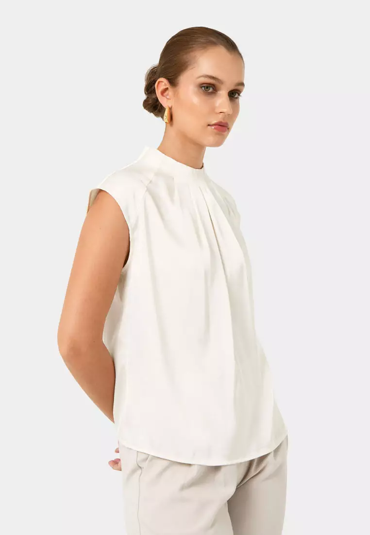 Kiar Pleated Satin Top