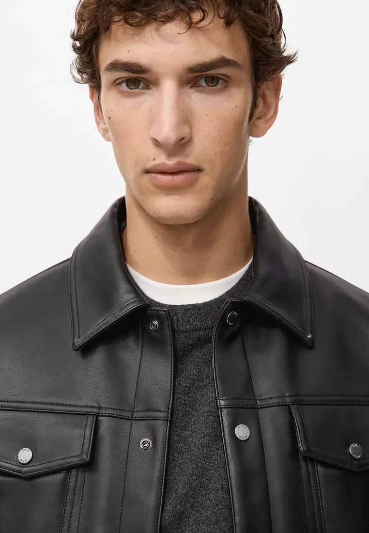 Faux-Leather Jacket with Pockets