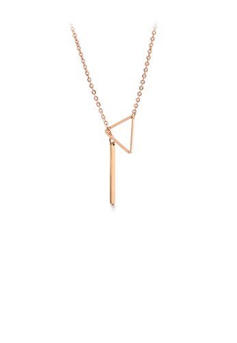 Glamorousky silver Simple Temperament Plated Rose Gold Geometric Triangle Tassel 316L Stainless Steel Necklace A2B30ACB2536A0GS_1