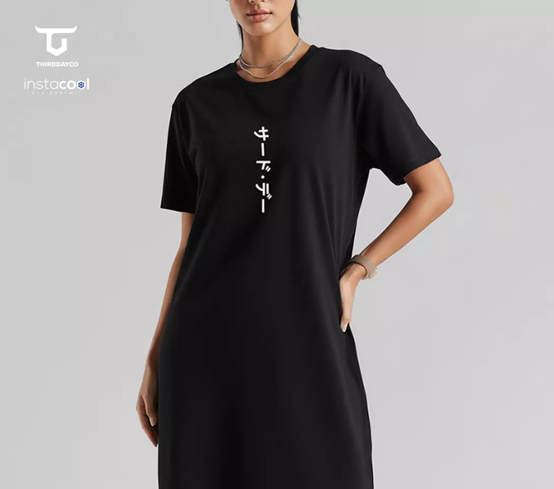 LTD23 Dress Kaos Casual thirdday LD katakana vertikal hitam