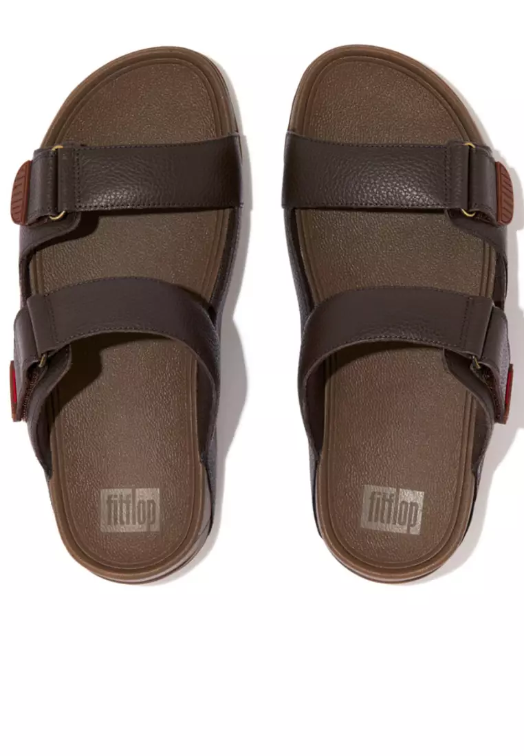 Buy FitFlop GOGH MOC Men's Adjustable Leather Slide Sandals - Dark