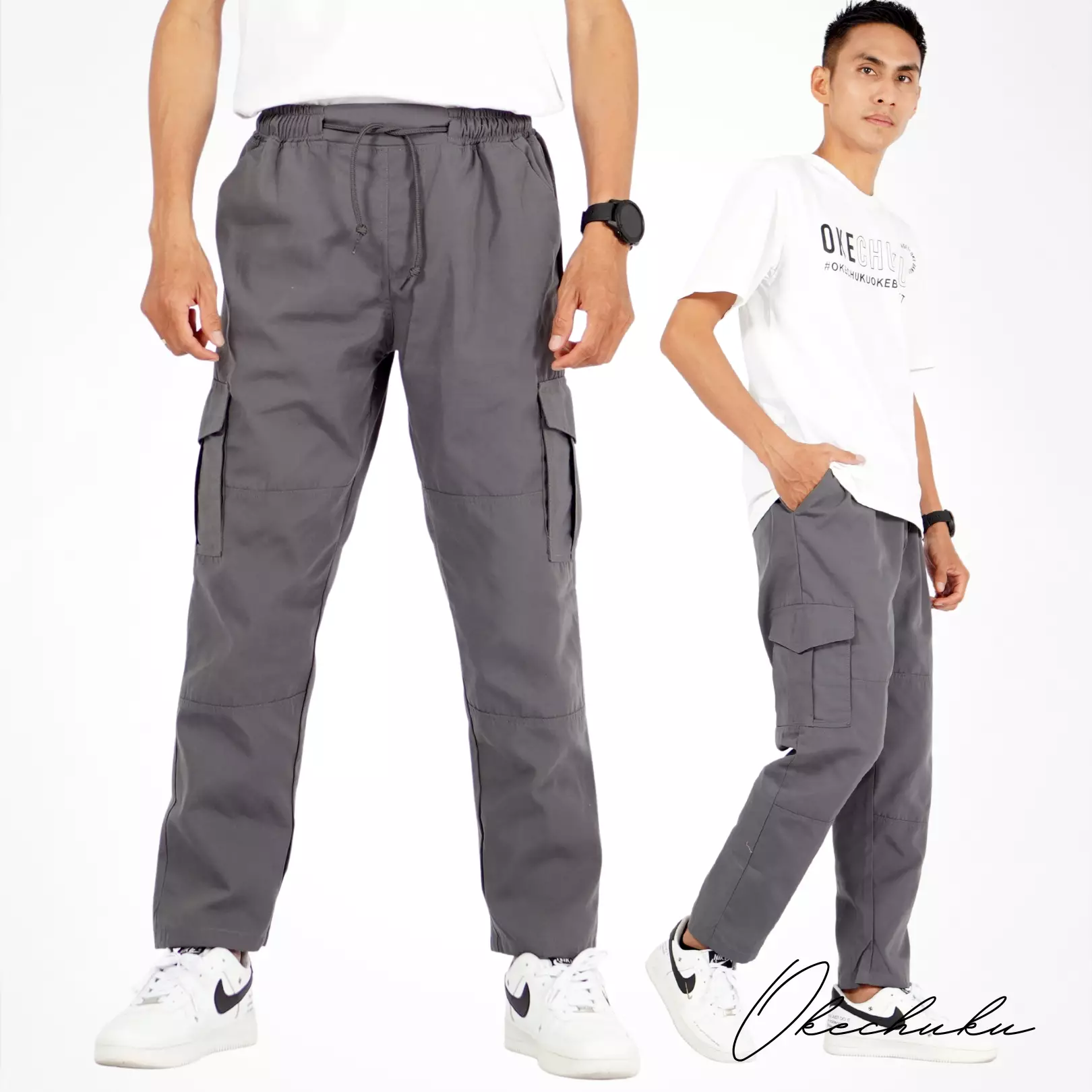  DENNY Celana Cargo Pria Celana Tactical Cargo Pants Pria - ABU