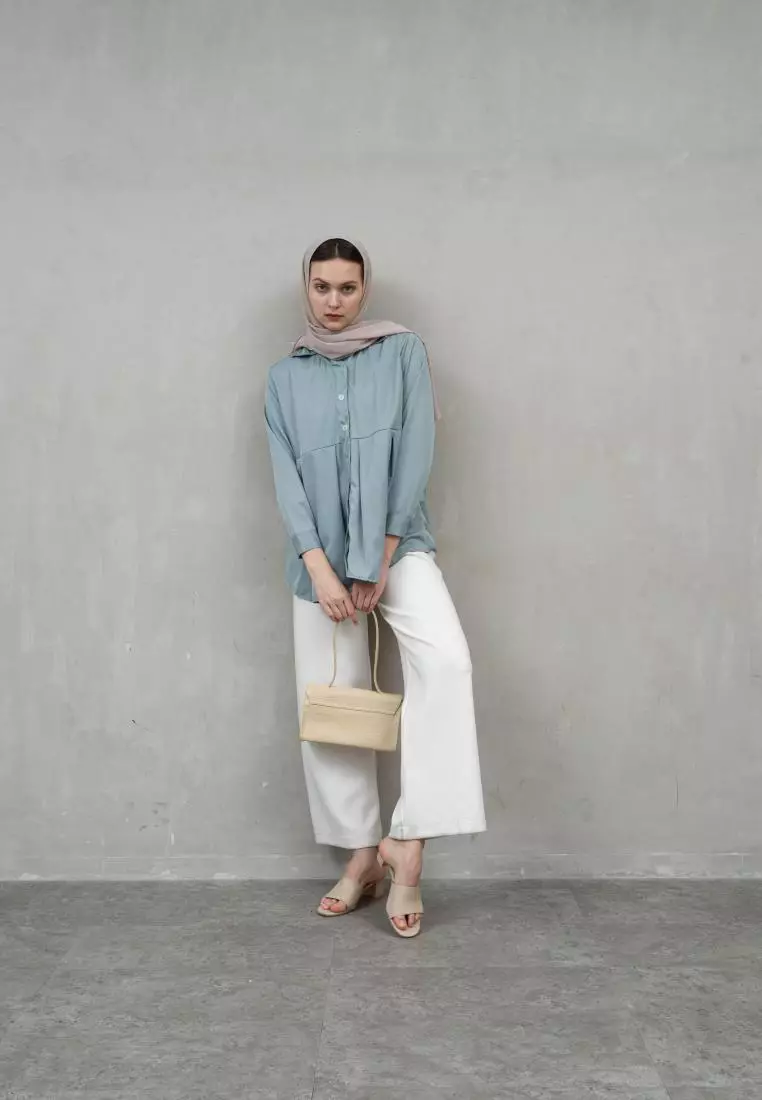 Houseofcuff Mars Top in Pastel Blue Kemeja Wanita