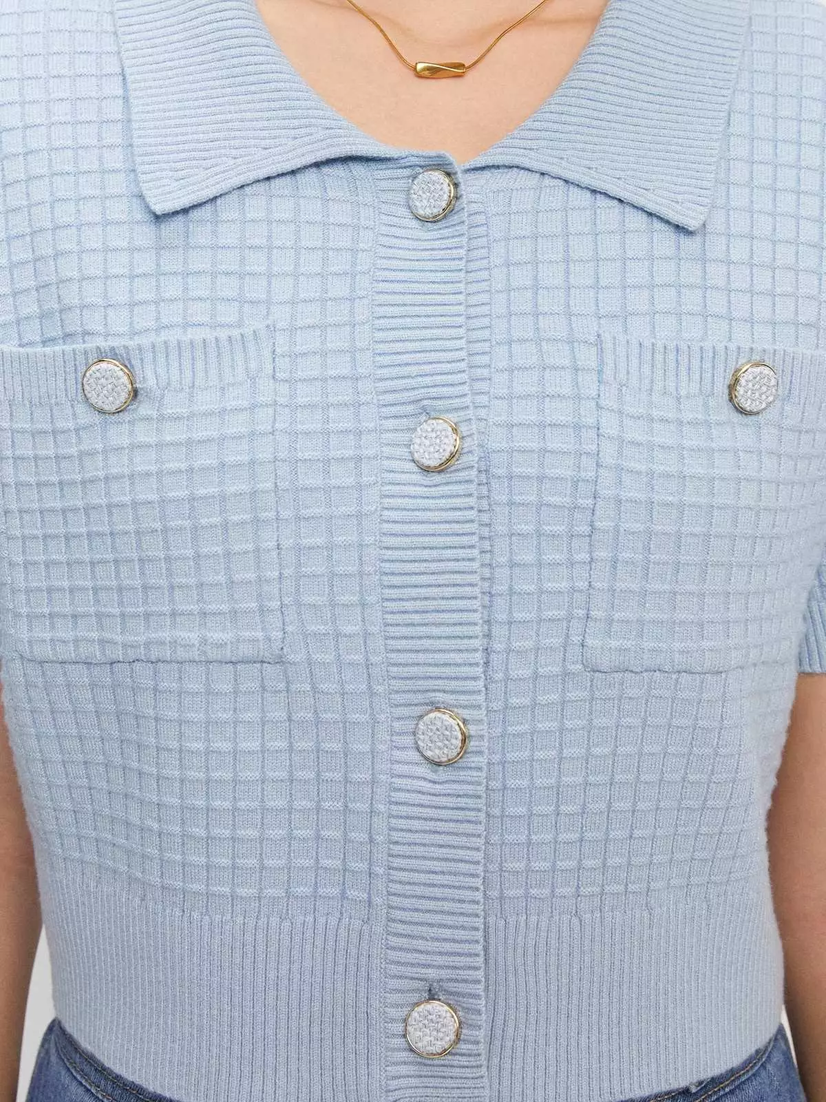 Knitted Button Top - Baby Blue