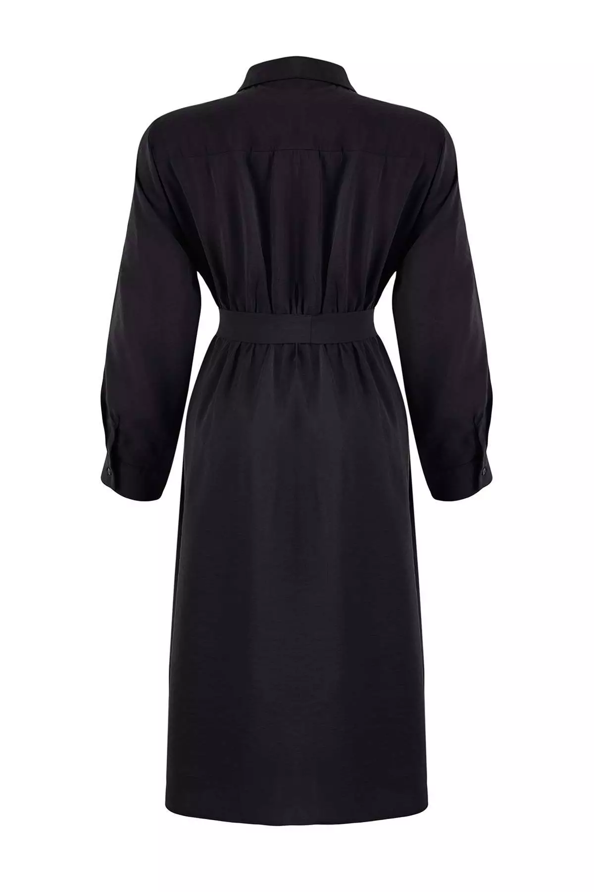 Wardrobe Essentials 黑色莫代爾纖維梭織加大碼恤衫連身裙 Tbbss26Ah00078
