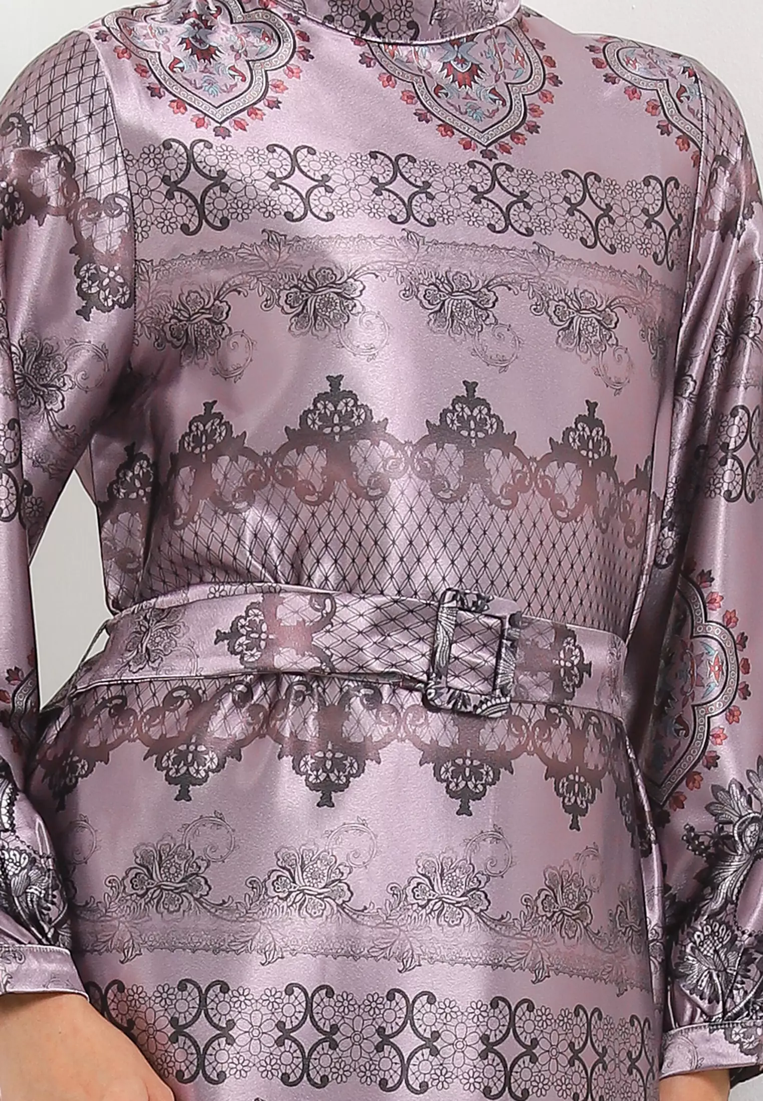 MFMW Jemimma Dress Gamis Satin Purple Motif