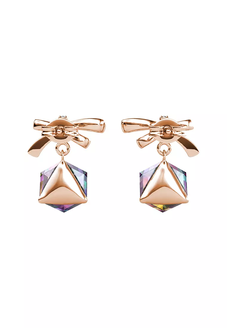 Posie Cube Earring RG AB Rainbow Crystal - Anting Crystal by Her Jewellery
