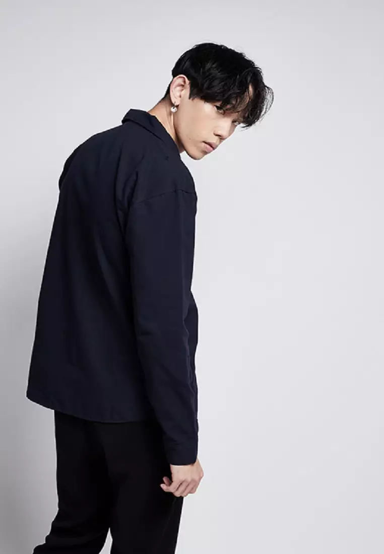 Jaket parka outer jaket pria semi parka warna Biru dongker