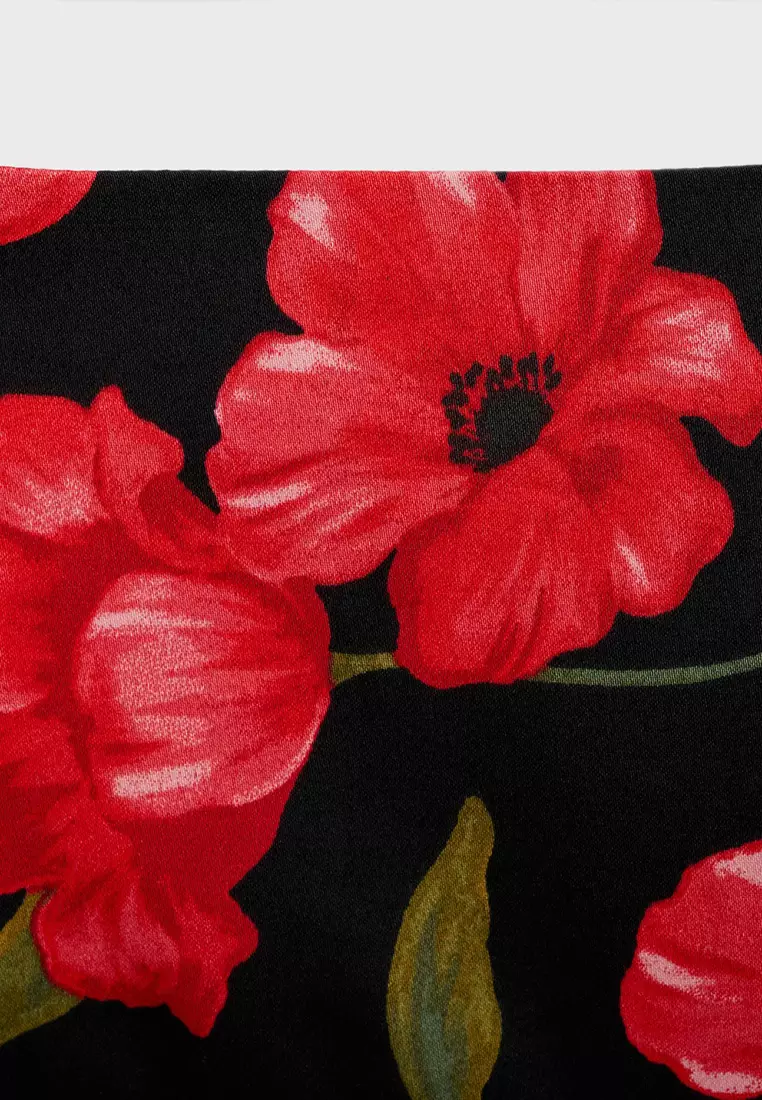 Floral-Print Flared Skirt